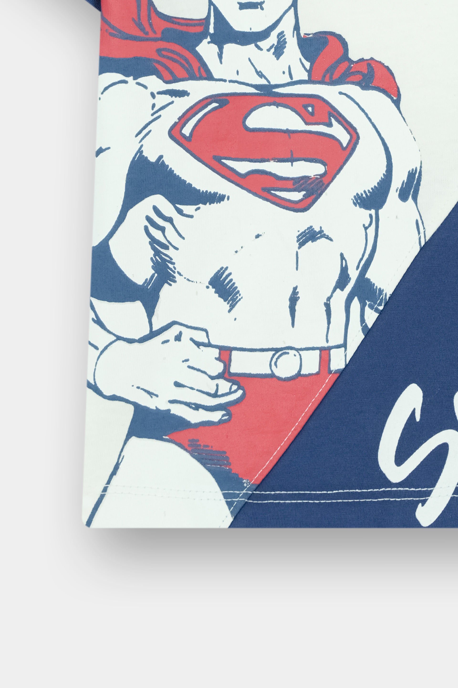 Superman Printed White Blue Summer T-Shirt & Blue Trouser Set for Boys - MYK_Fatimas