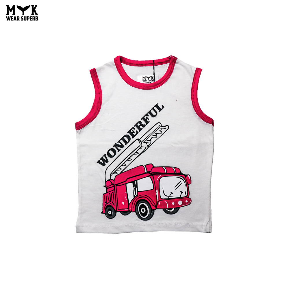 Wonderful Fire Truck Sleeveless Summer Set for Boys – Bold & Fun