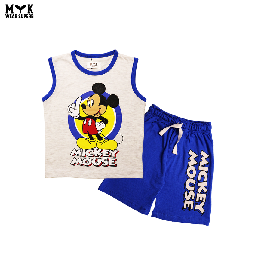 Boys' Mickey Mouse Sleeveless Summer Set – Cool & Comfy Cartoon Style