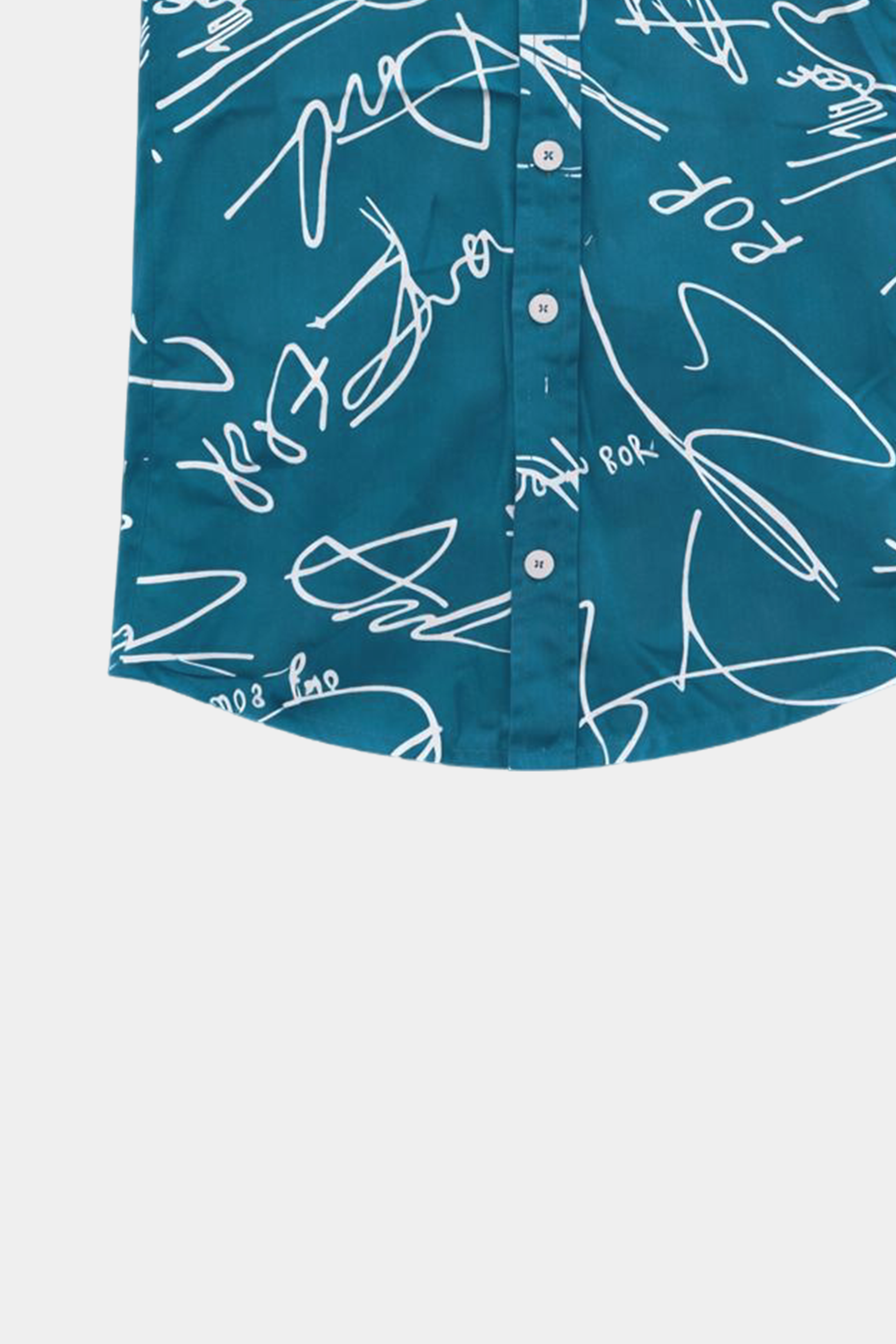 Teal Scribble Print Linen Shirt & Shorts Set - MYK_Fatimas