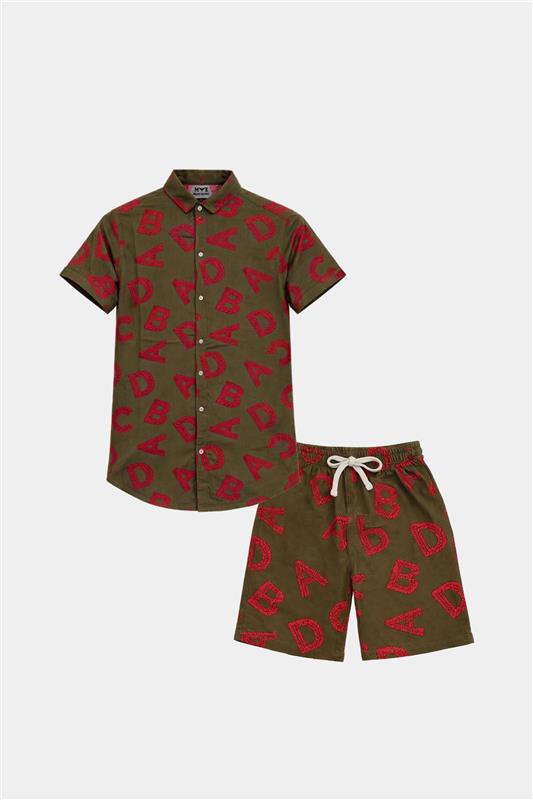 Alphabet Print Linen Shirt & Shorts Set - MYK_Fatimas