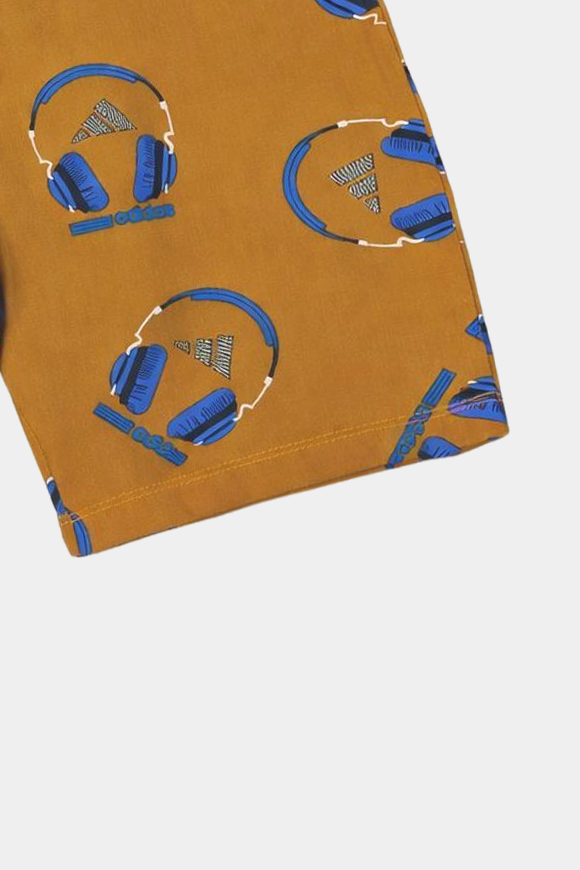 Boys Summer Linen Co-ord Set – Mustard Headphone Print Shirt & Shorts - MYK_Fatimas