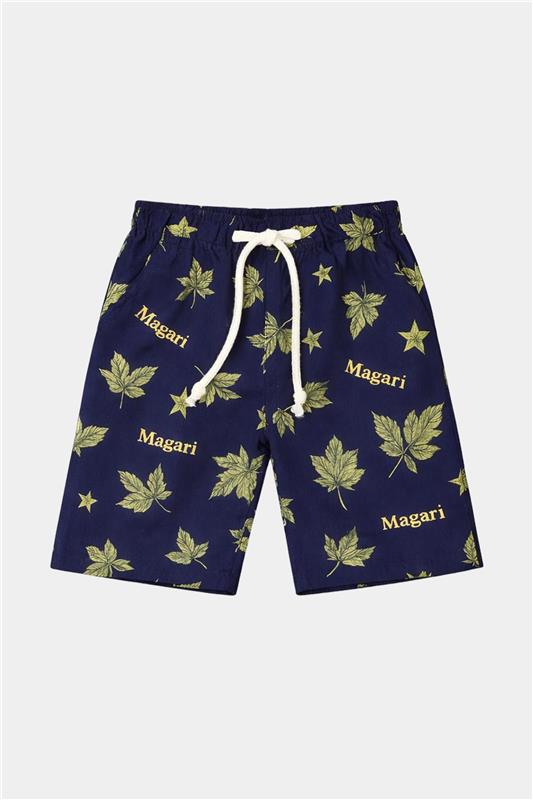 Boys Navy Blue Linen Co-Ord Set – Magari Leaf Print Summer Outfit - MYK_Fatimas