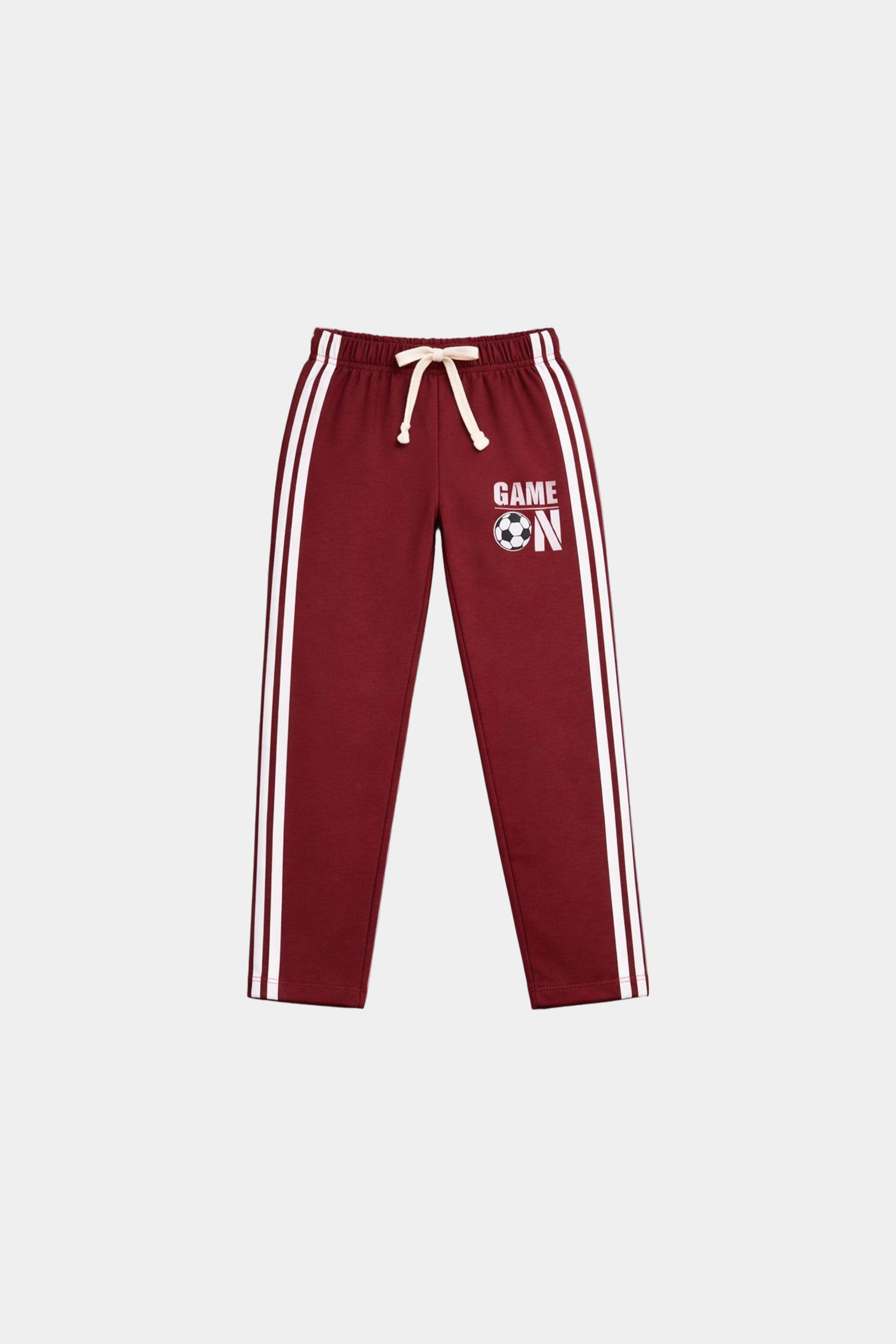 Boys' Striped “Game On” Maroon & White Summer Set - MYK_Fatimas