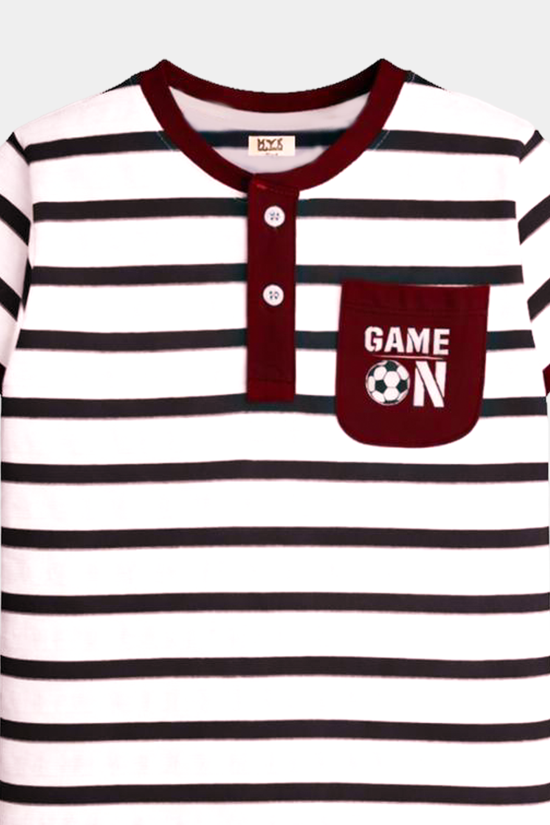 Boys' Striped “Game On” Maroon & White Summer Set - MYK_Fatimas