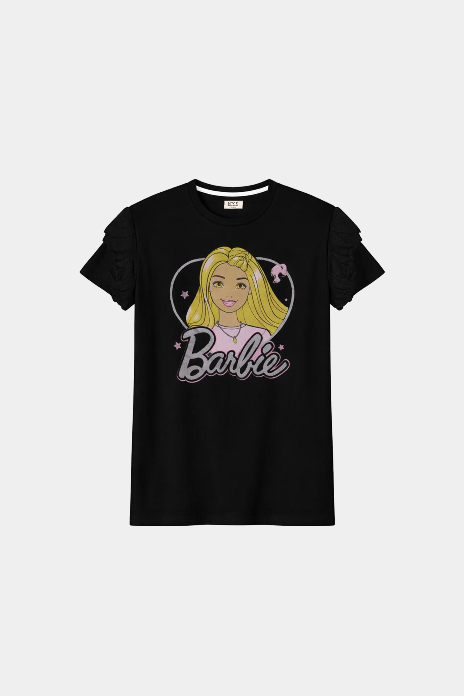 Black Barbie T-Shirt & Pink Printed Pajama Set - MYK_Fatimas