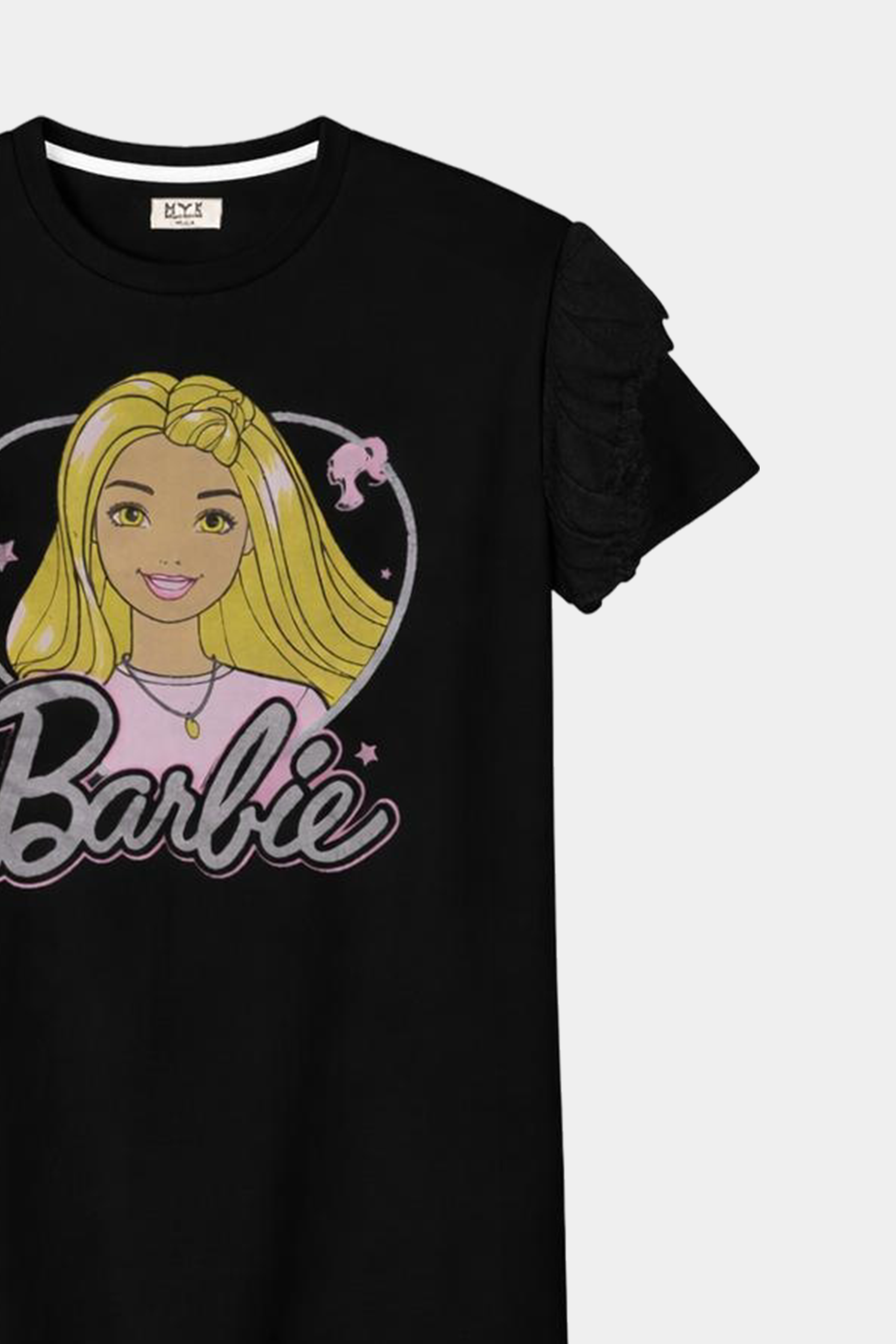 Black Barbie T-Shirt & Pink Printed Pajama Set - MYK_Fatimas