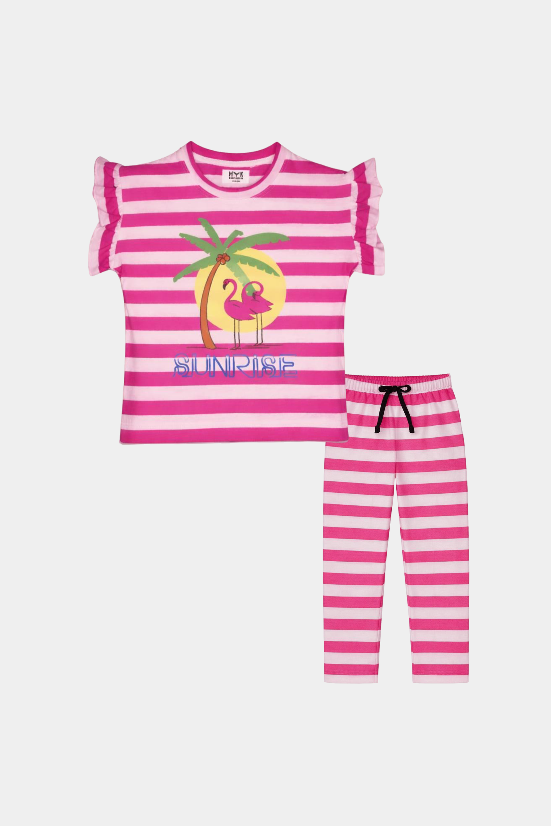 Girls' Pink & White Striped Summer Outfit - MYK_Fatimas