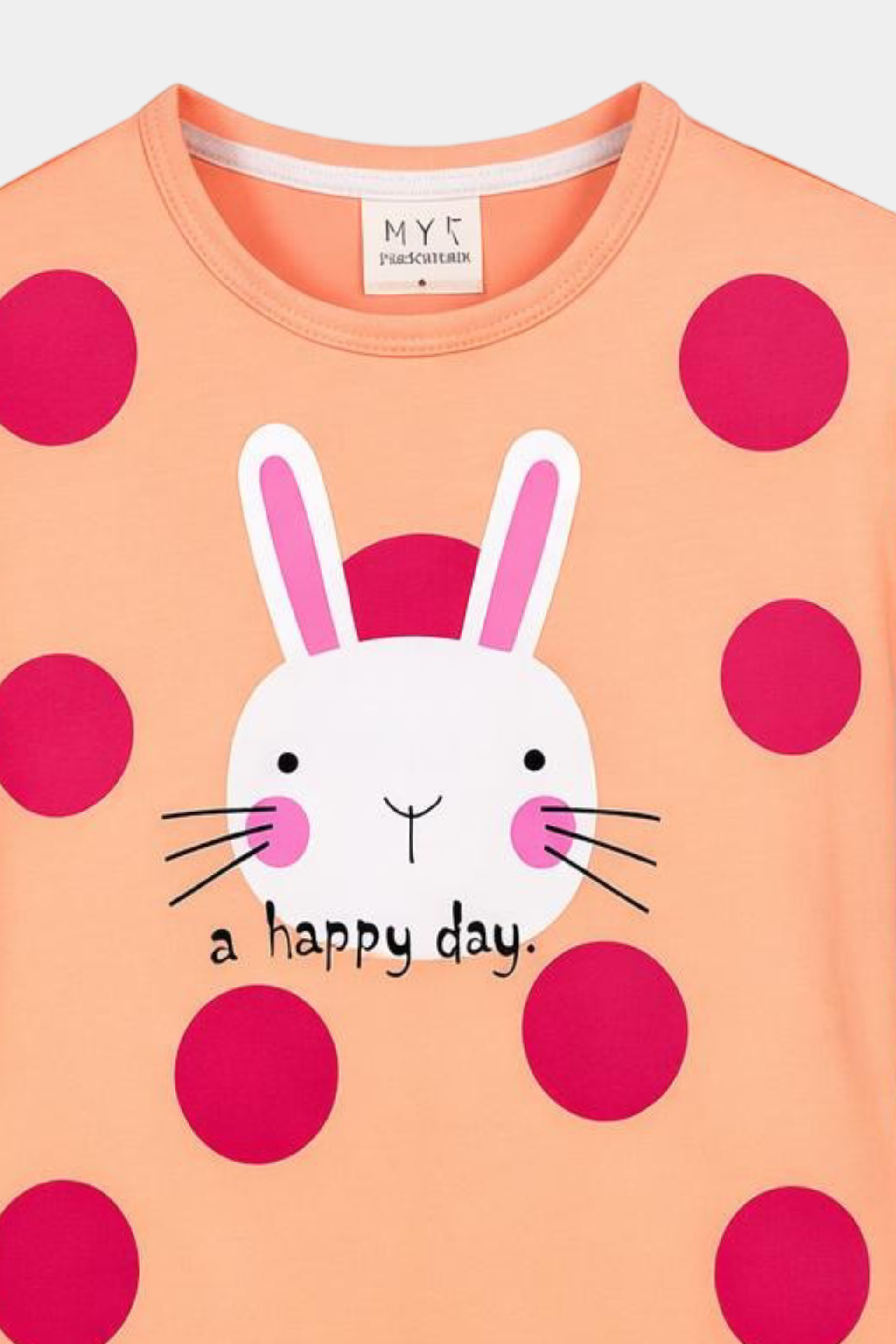 Girls' “A Happy Day” Bunny Polka Dot Summer Set – Peach & Pink - MYK_Fatimas