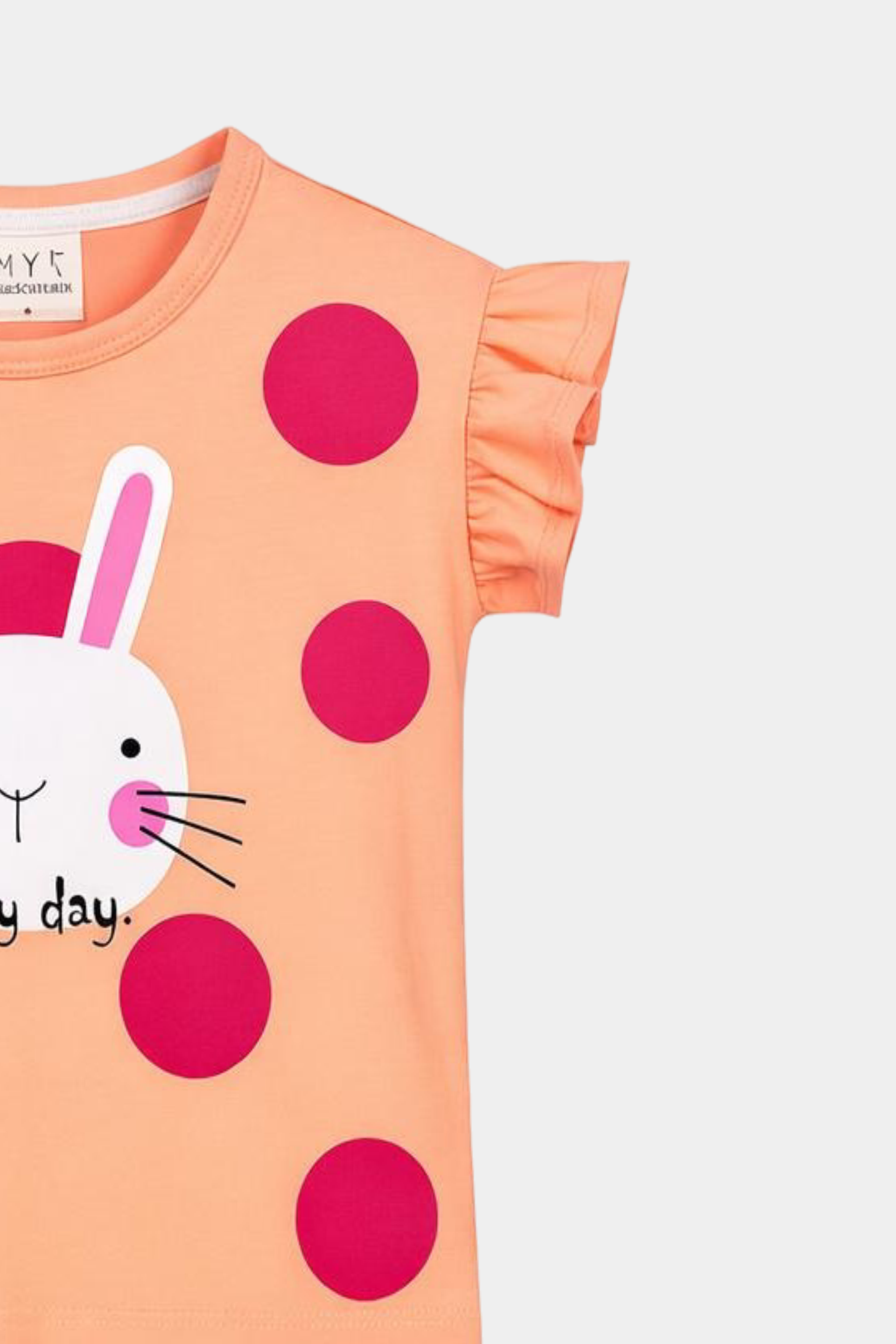 Girls' “A Happy Day” Bunny Polka Dot Summer Set – Peach & Pink - MYK_Fatimas