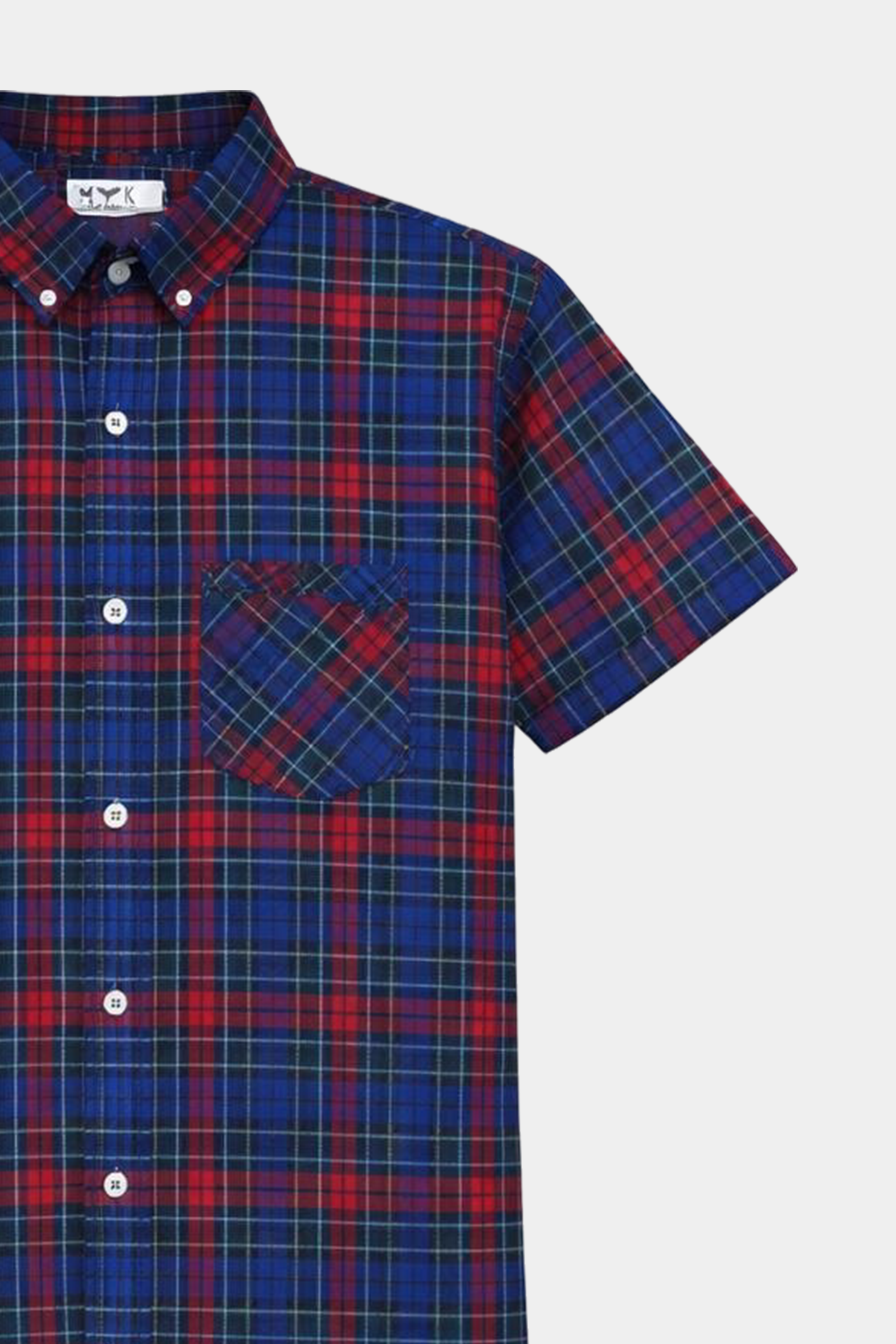 Boys' Casual Plaid Short-Sleeve Shirt – Red & Blue - MYK_Fatimas