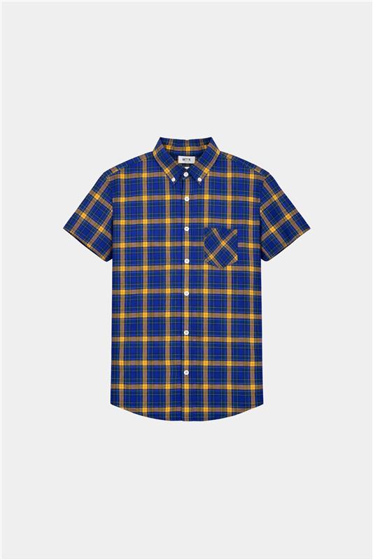 Boys' Casual Plaid Short-Sleeve Shirt – Blue & Yellow - MYK_Fatimas