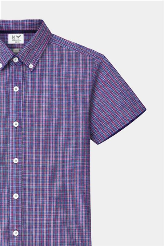 Boys Purple Checkered Short Sleeve Shirt & Matching Shorts Summer Outfit Set - MYK_Fatimas