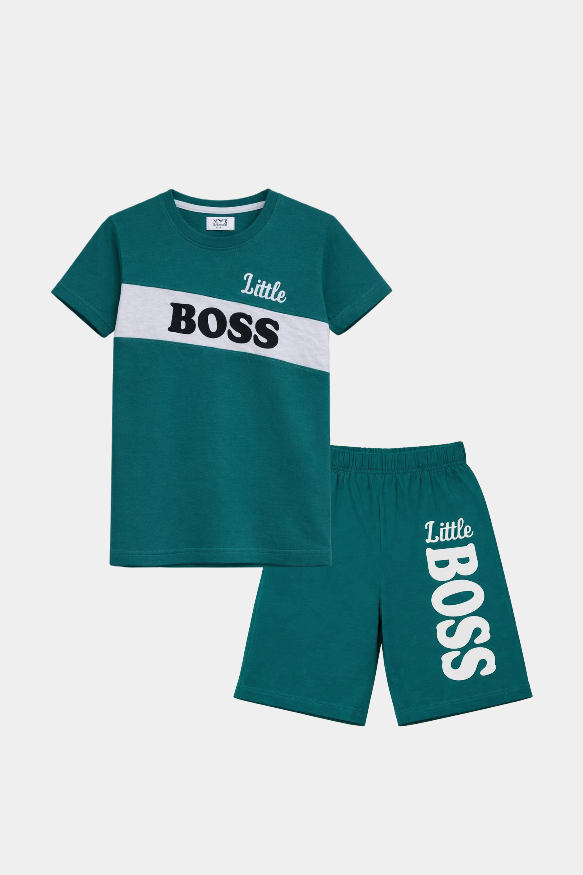 Little Boss Kids Summer T-Shirt & Shorts Set – Bold in Burnt Green - MYK_Fatimas