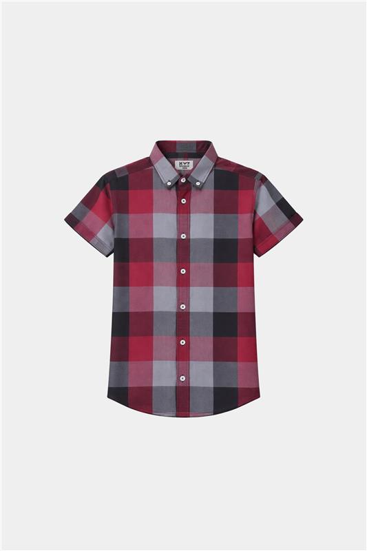 Boys Red & Grey Checkered Shirt with Matching Shorts Summer Outfit Set - MYK_Fatimas