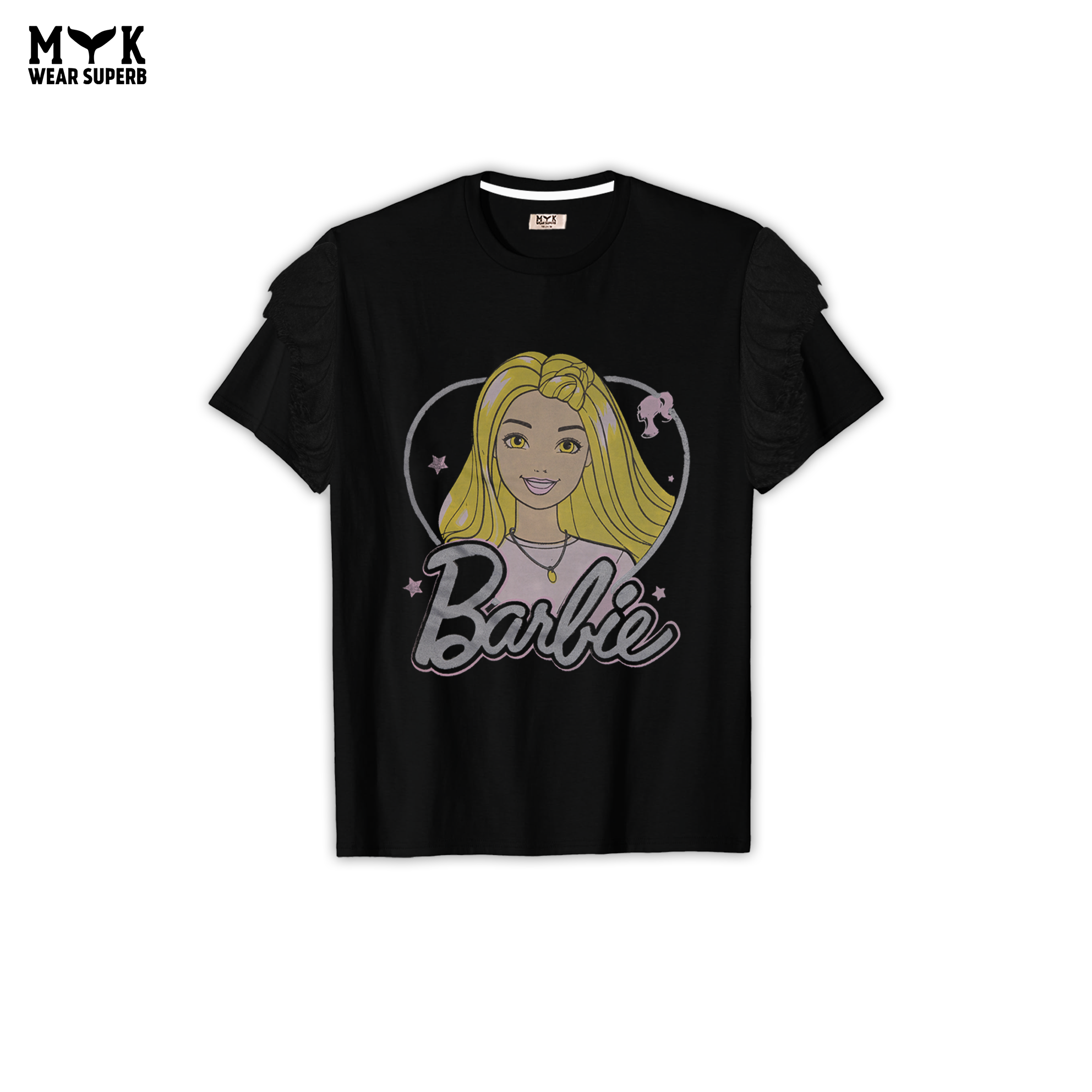 Black Barbie T-Shirt & Pink Printed Pajama Set