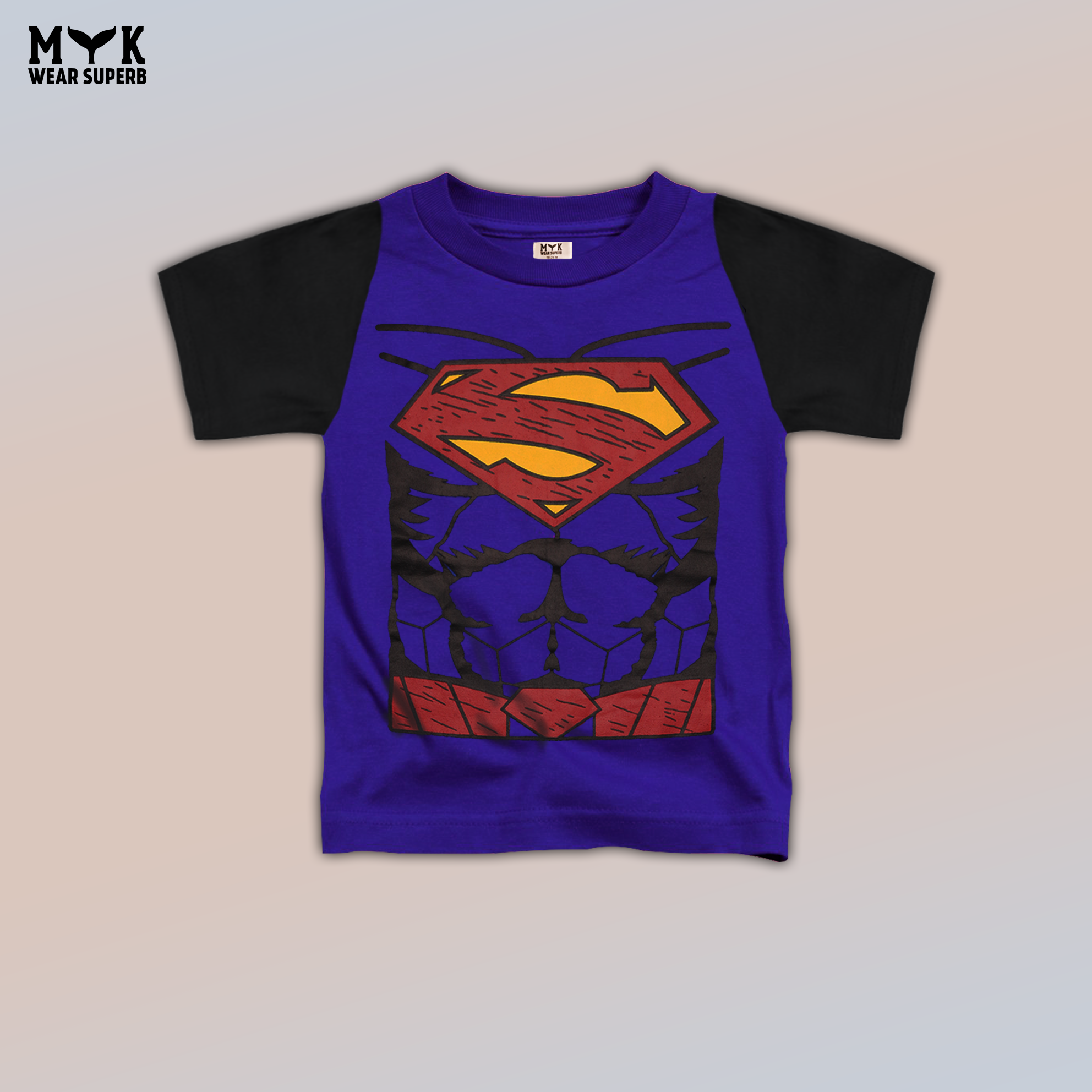 Boys Superman Muscle Blue Graphic T-Shirt & Shorts Set