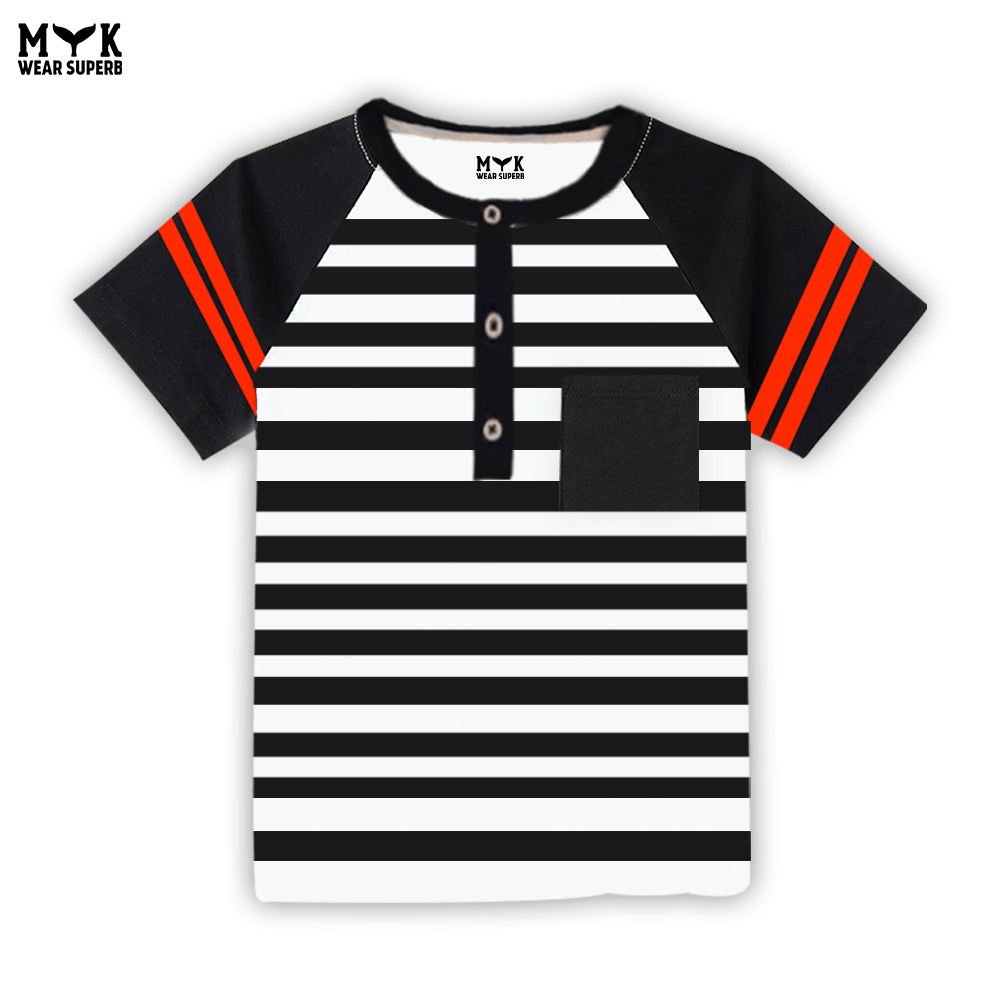 Boys Striped Black & White Summer Co-Ord Set