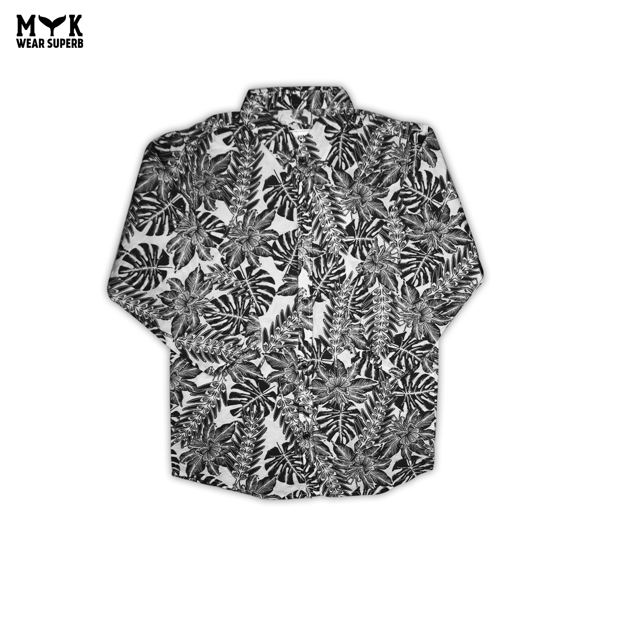 Black & White Floral Leaf Print Co-Ord Set