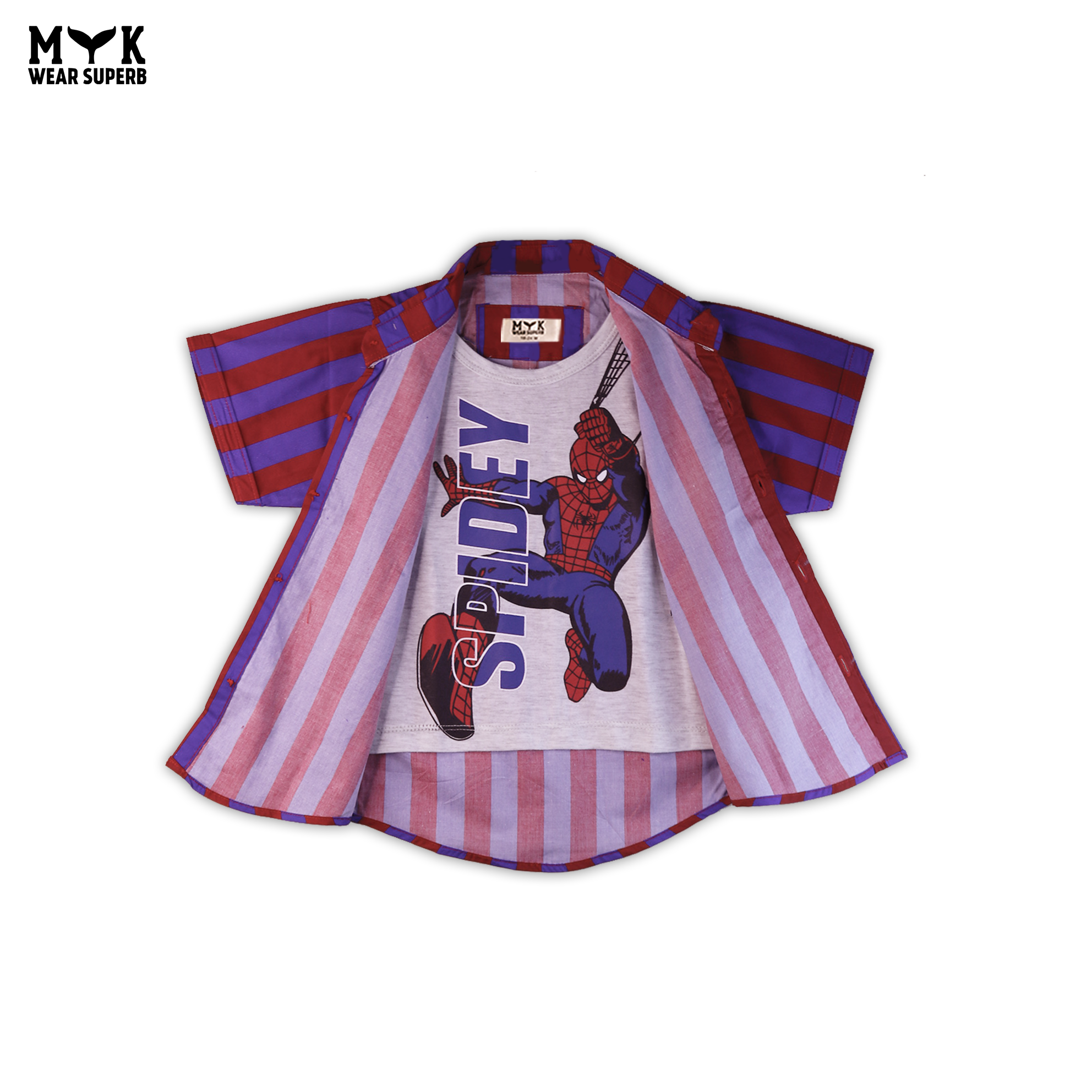 Spidey Striped Open Casual Shirt Set