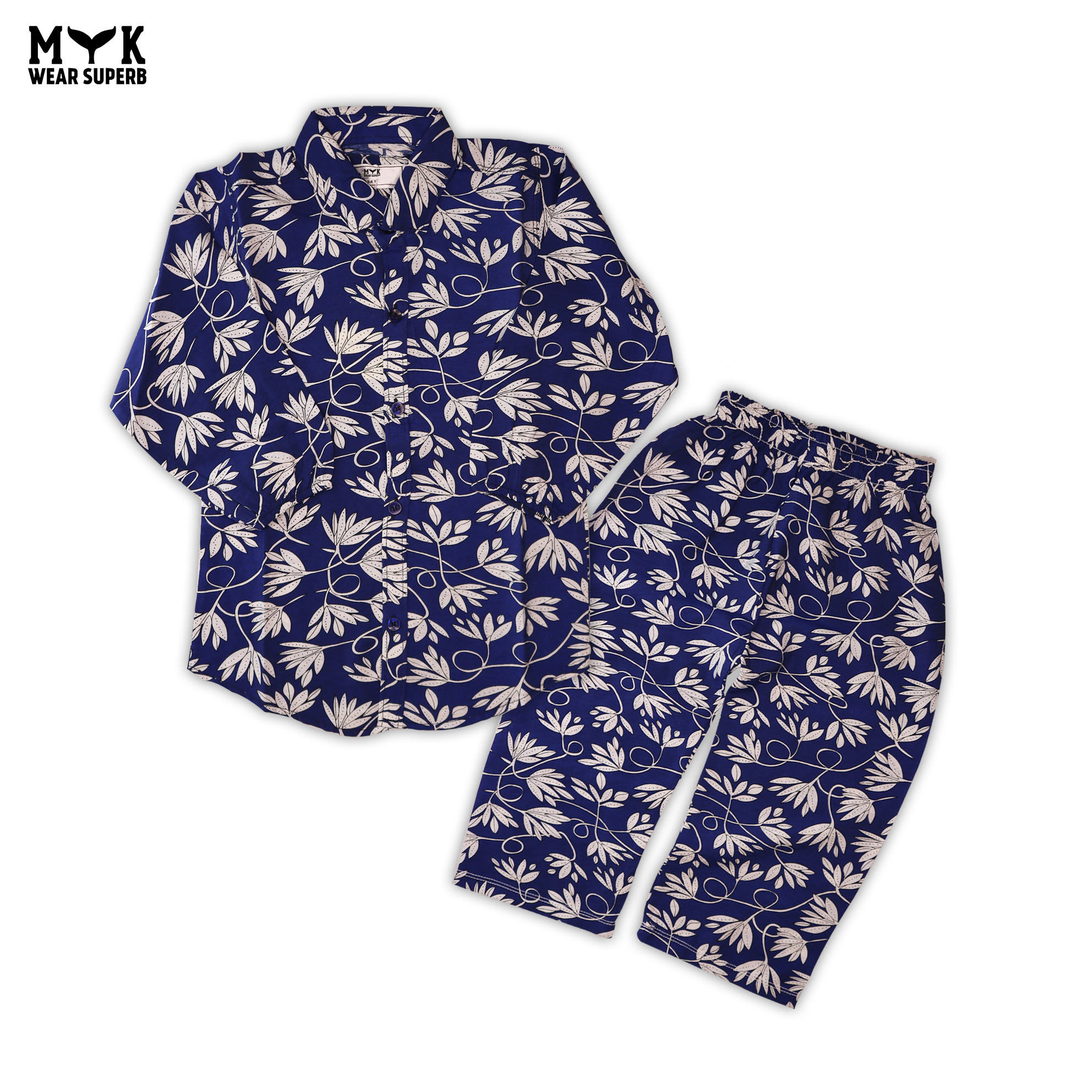 Elegant Blue & White Floral Summer Co-Ord Set