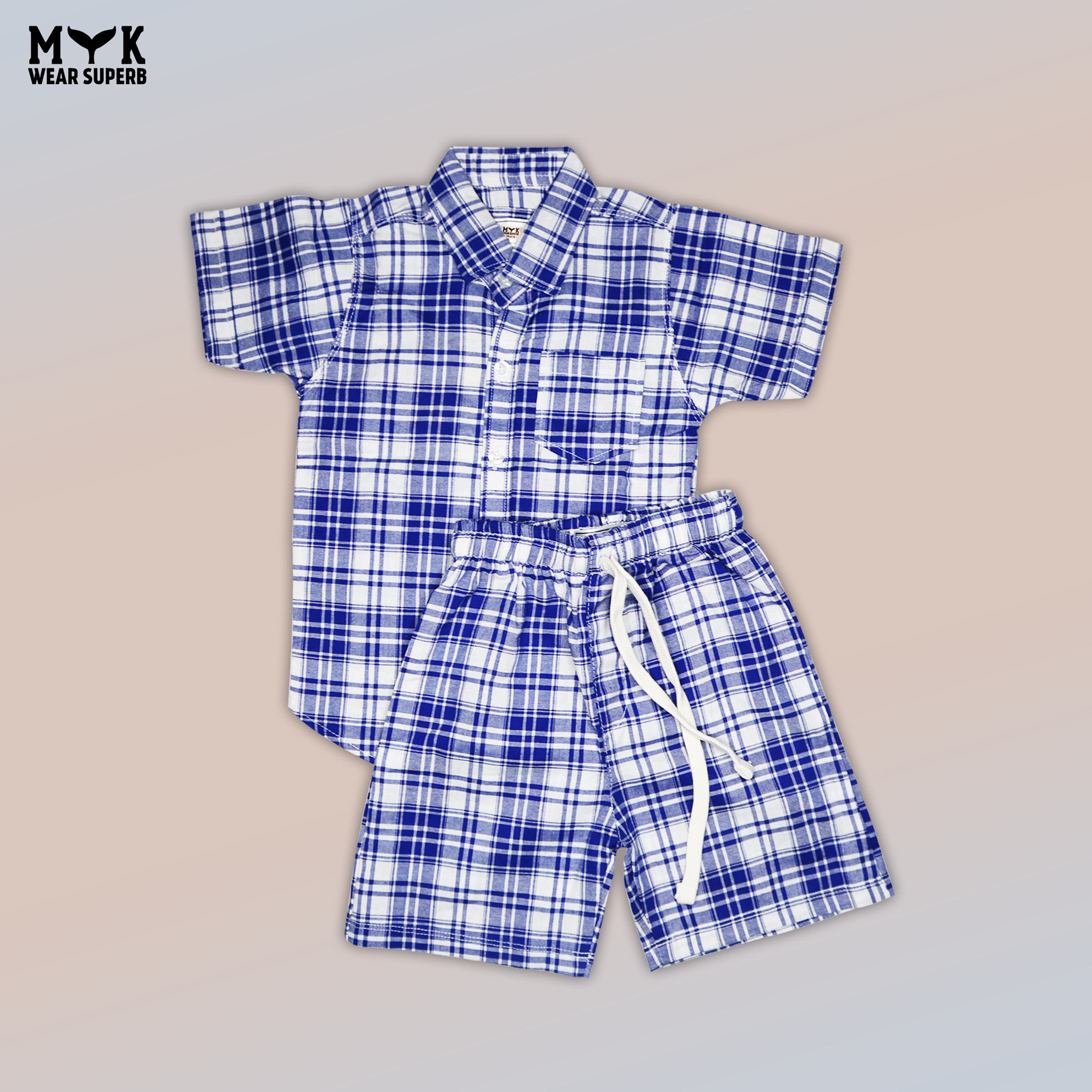 Boys' Blue & White Checkered Summer Set