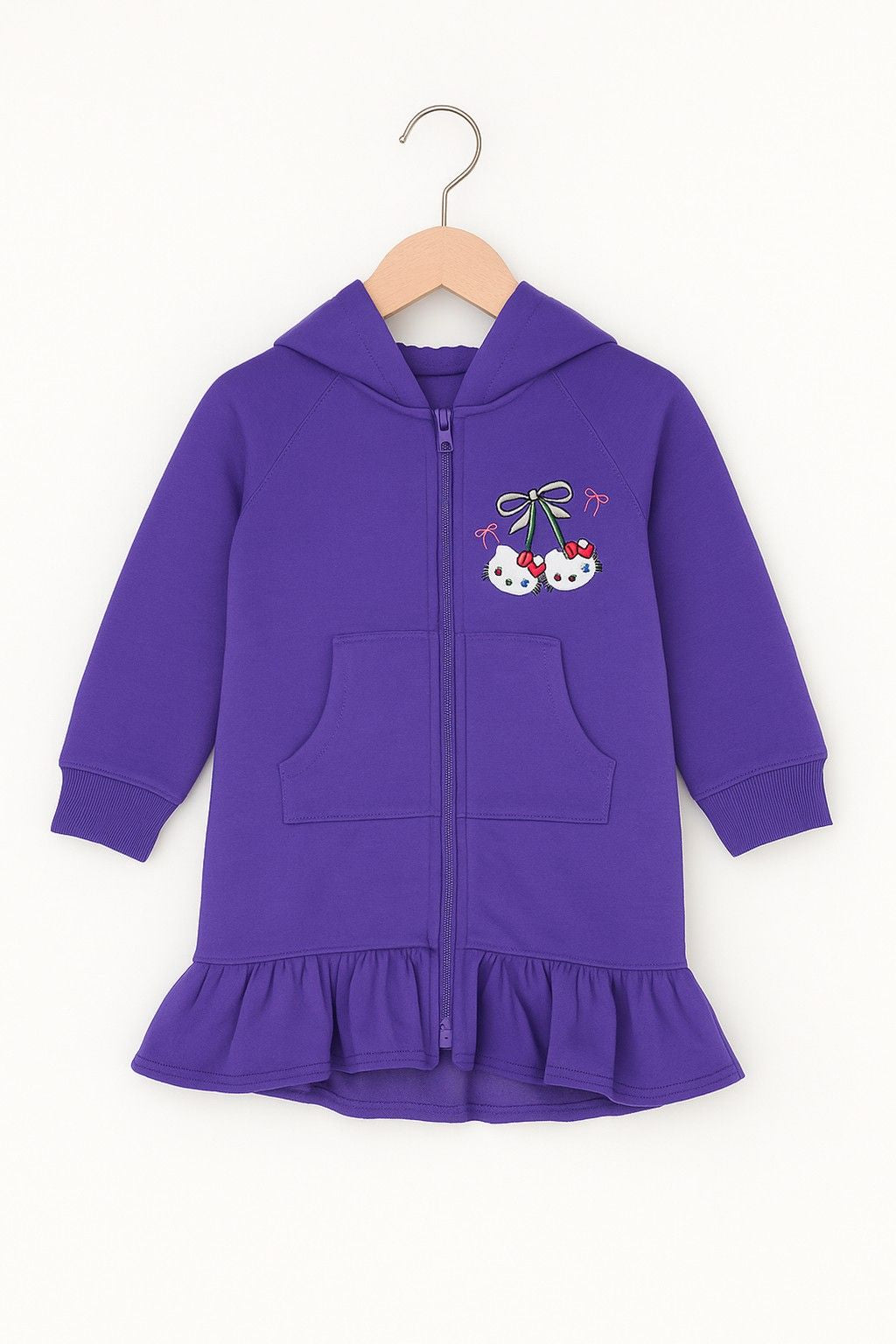 Cute Kitty Bow Kids Zipper Set