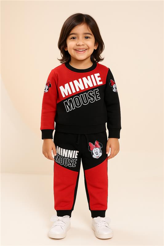 Kids Minnie Mouse Printed Winter Tracksuit Set