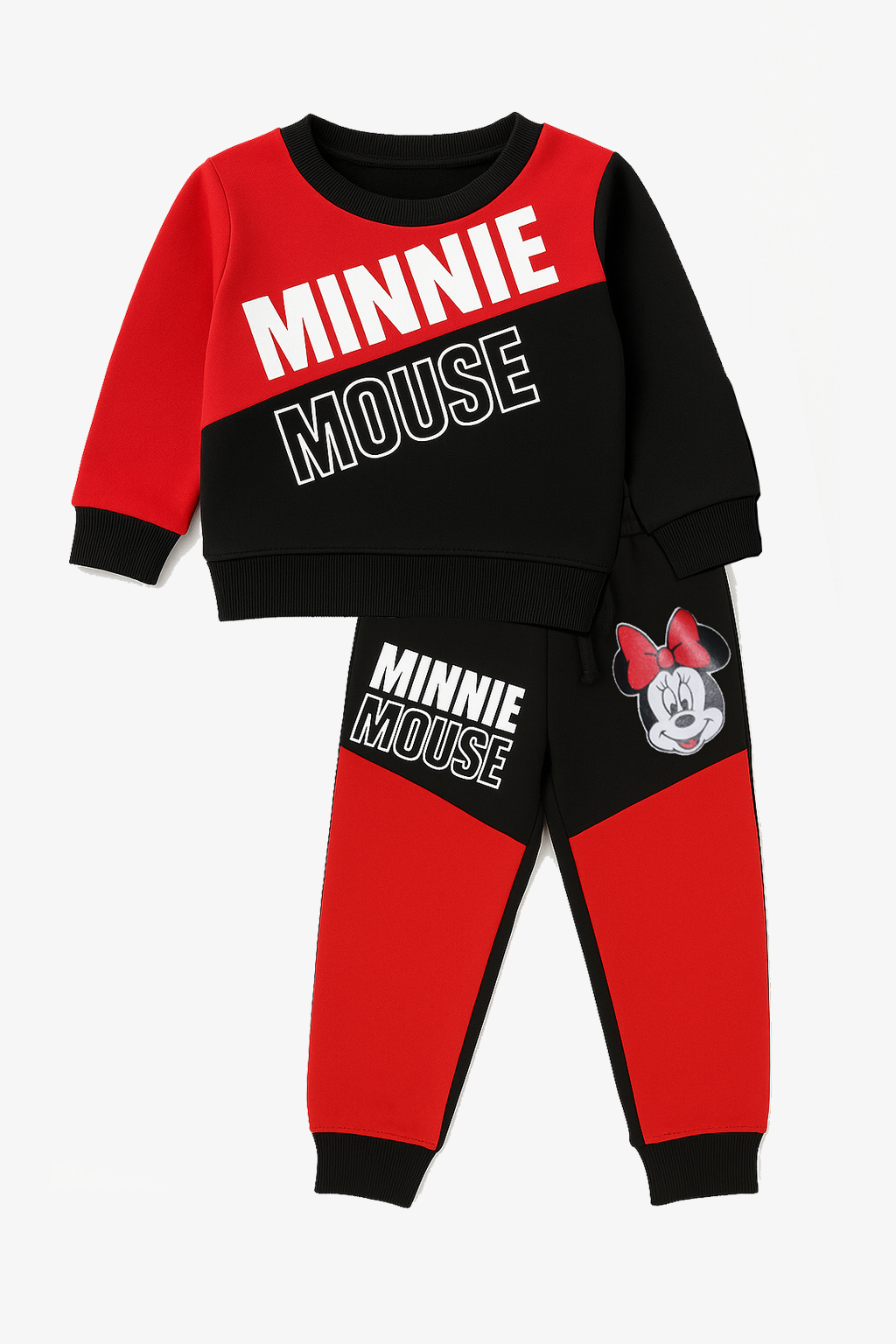 Kids Minnie Mouse Printed Winter Tracksuit Set