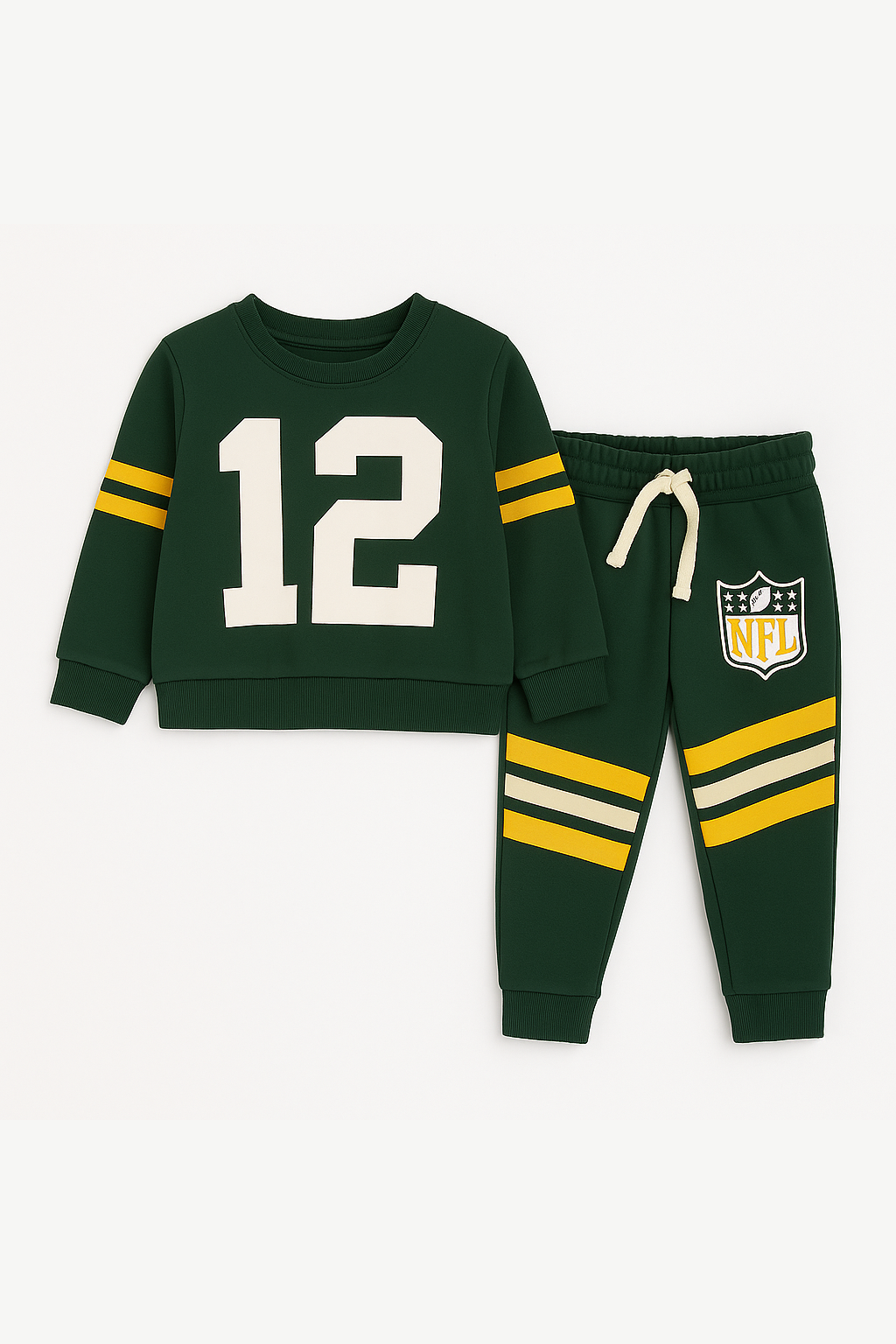 Boys Casual 12 Bottle Green Sports Outfit Long Sleeve Letter Graphic Sweatshirt with Pocket Trouser And Dori