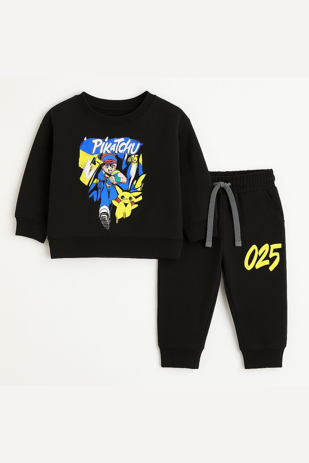 Printed Pikachu Kids Sweatshirt & Trouser  With Dori Outfit Premium Quality Set