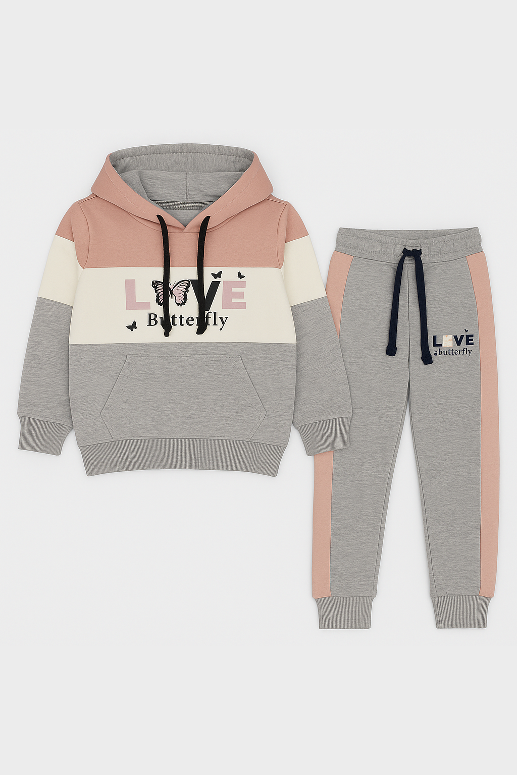 Baby Girl love butterfly Hoodie Tracksuit Imported Long Sleeve Outfit