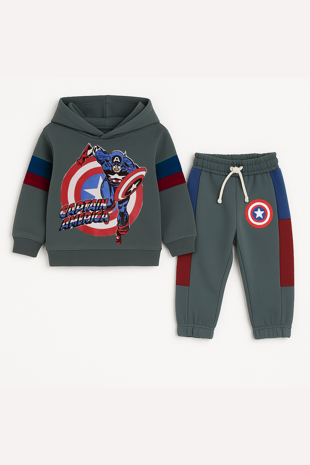 Baby Boys Captain America Hoodie And Panel  Trouser With Dori Outfit Set