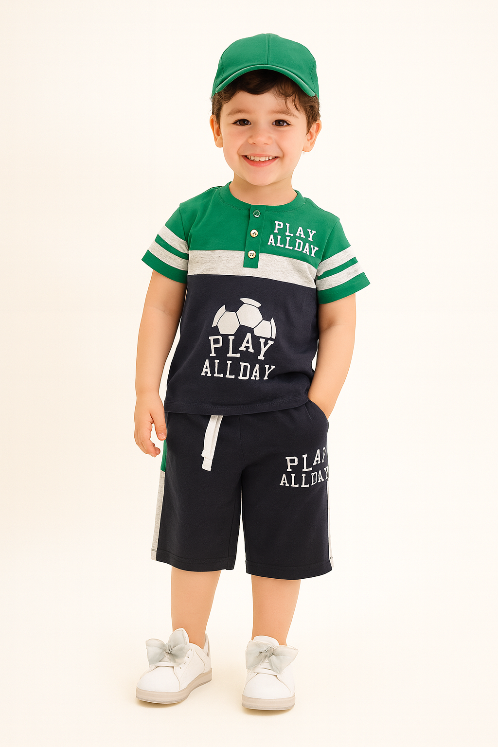 Play All Day Boys Cotton Summer Set – Sporty Colorblock Style