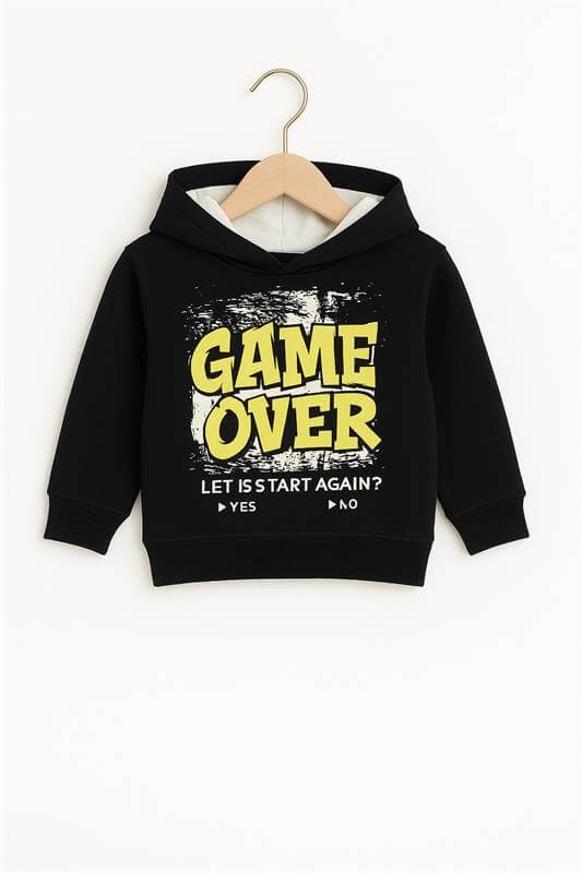 Kids Black Game Over Hoodie