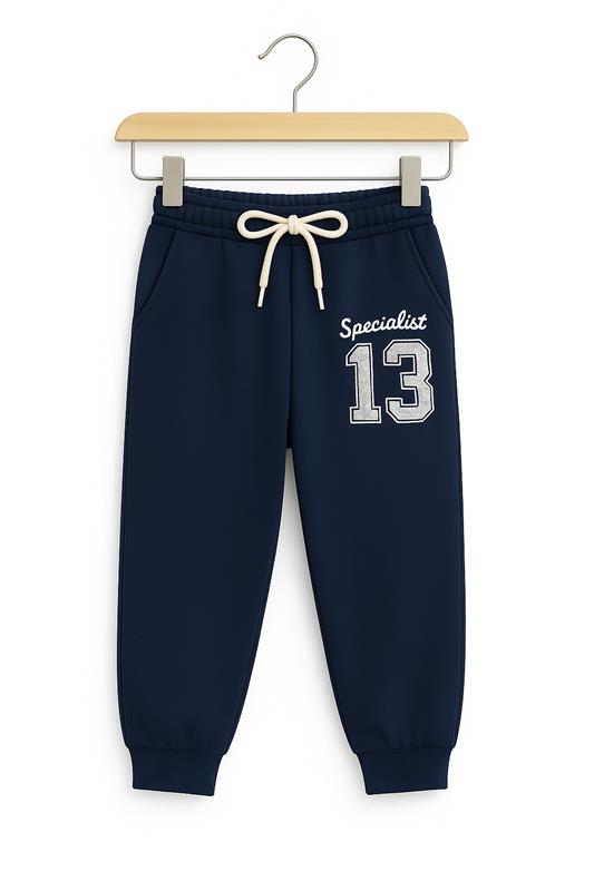 Navy Specialist 13 Winter Tracksuit jogger pants with drawstring and logo design for boys.
