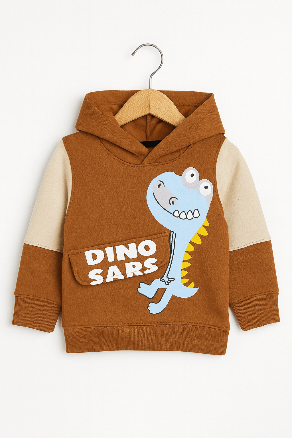 Kids Brown Dino Printed Hoodie and Jogger Set