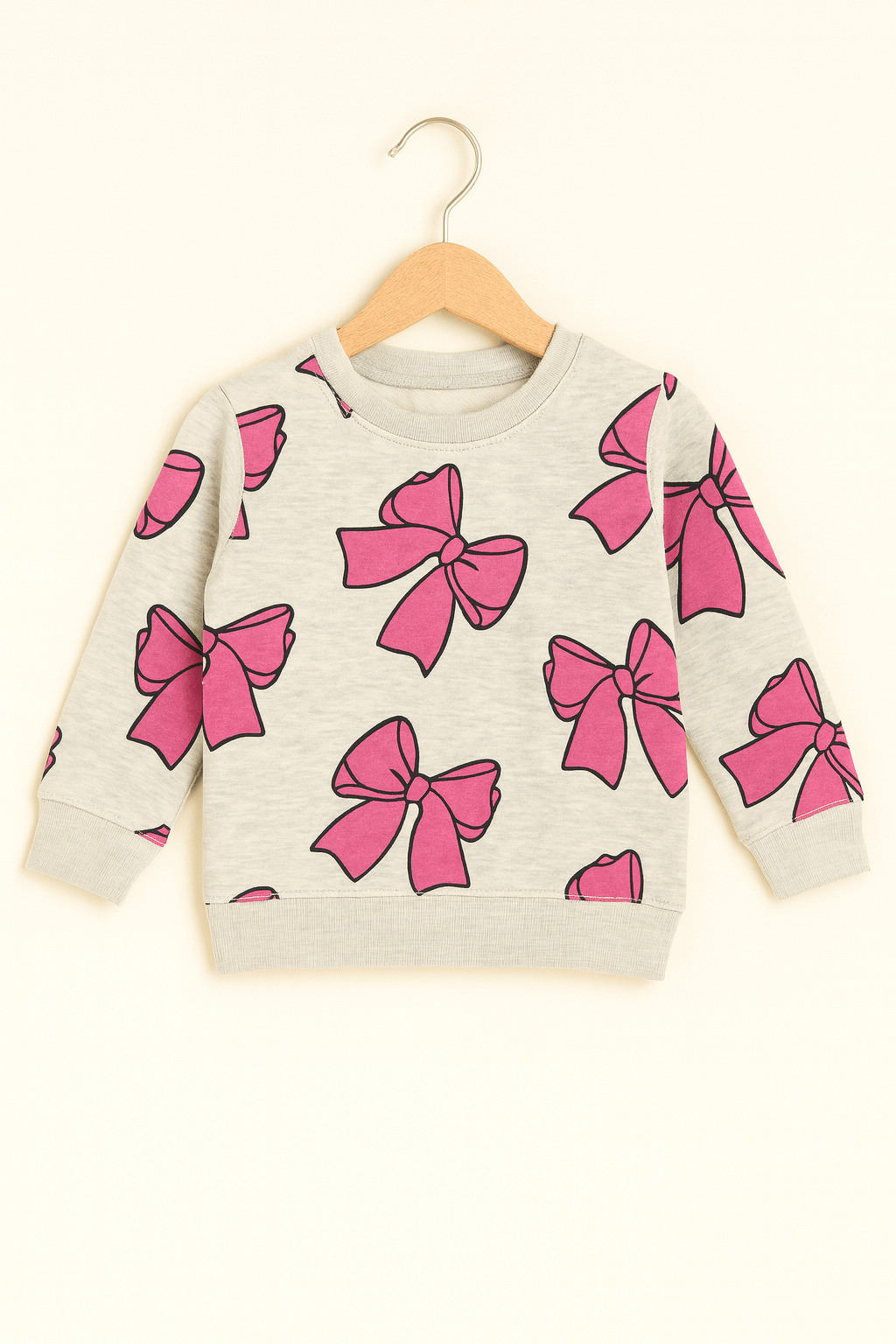 Cute Pink Bow Printed Kids Tracksuit