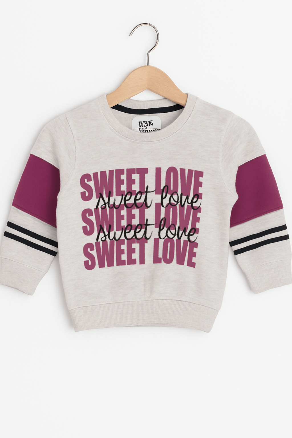 Kids Sweet Love Printed Winter Tracksuit Set