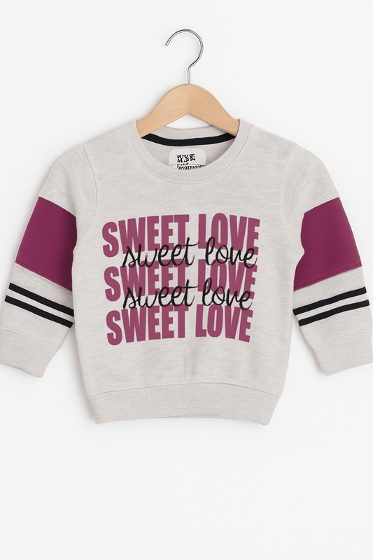 Kids Sweet Love Printed Winter Tracksuit Set