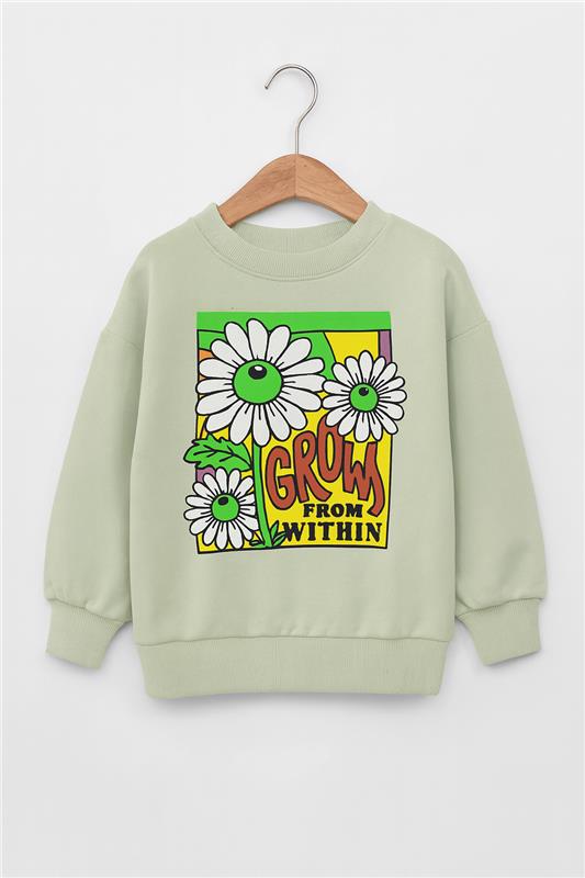 Baby Girls Grows Flowering Fleece White Sweatshirt With Black Trouser 2 Piece premium Quality Set