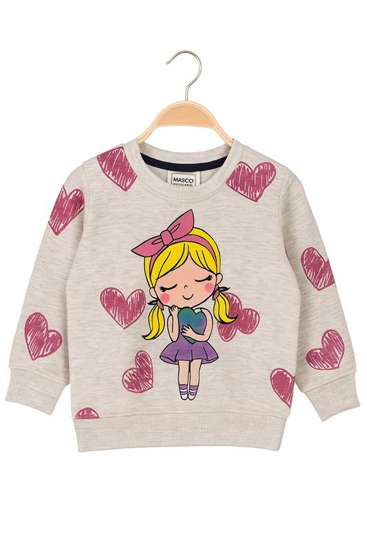 Cartoon Girl & Heart Printed Winter Tracksuit