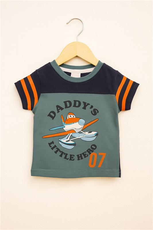 Daddy’s Little Hero Boys Summer Set – Airplane Print Tee with No. 07 Shorts