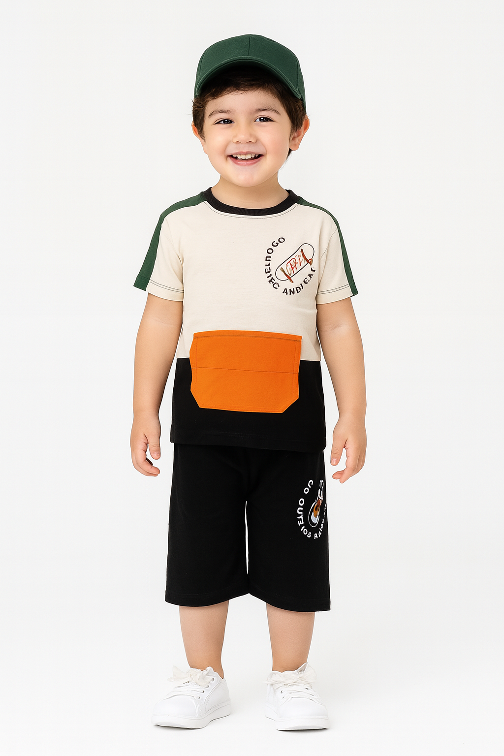 Go Outside & Play Boys Summer Outfit – Colorblock Cotton Set