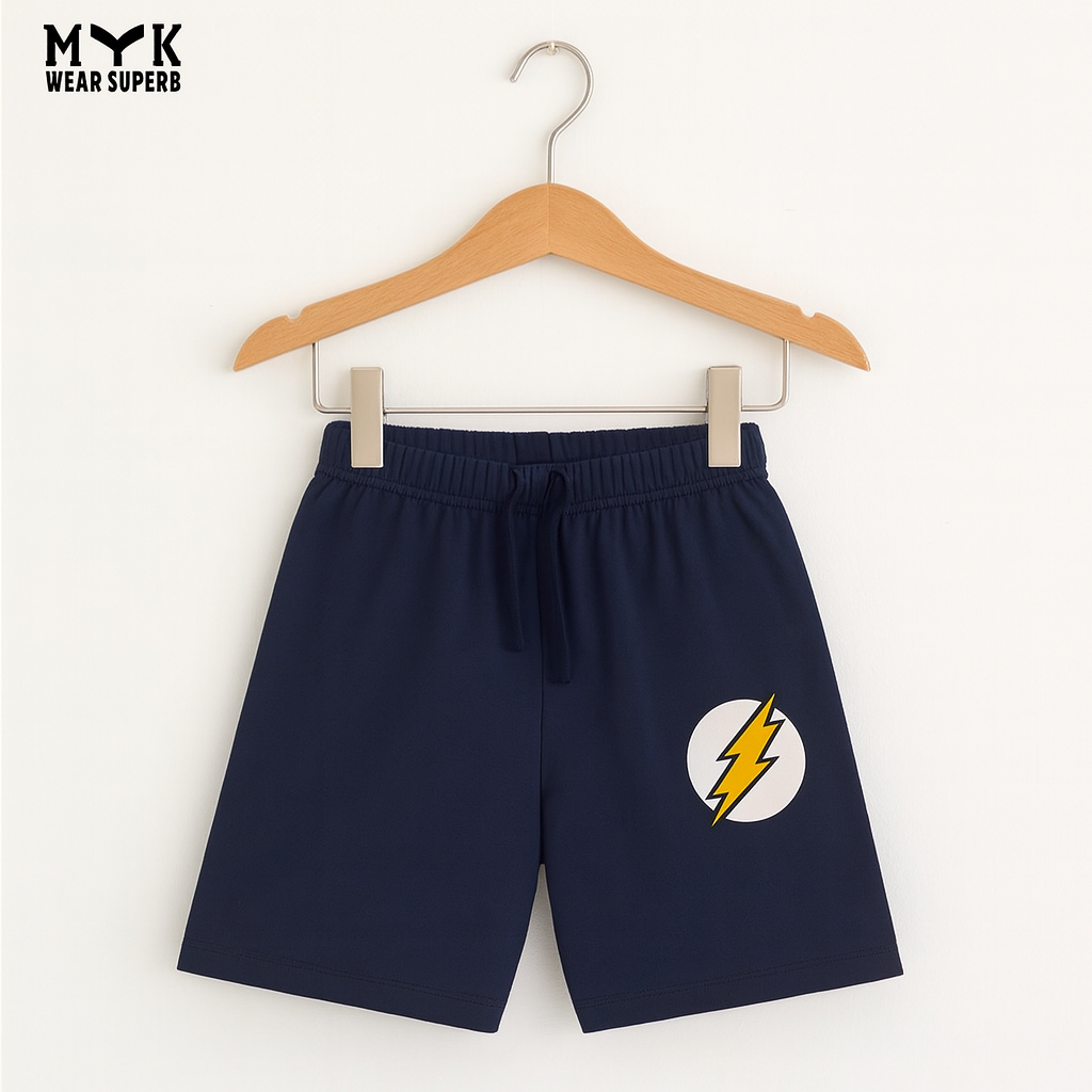 Boys' Striped Cotton Summer Set with Lightning Bolt Design