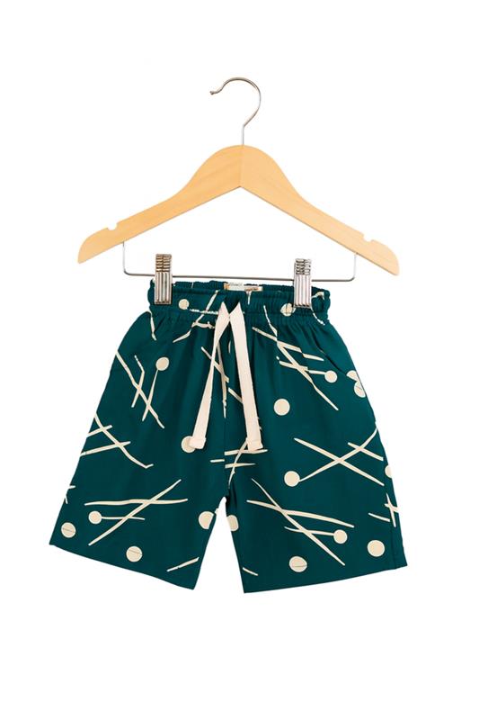 Green & White Casual Linen Co-Ord Set for Kids
