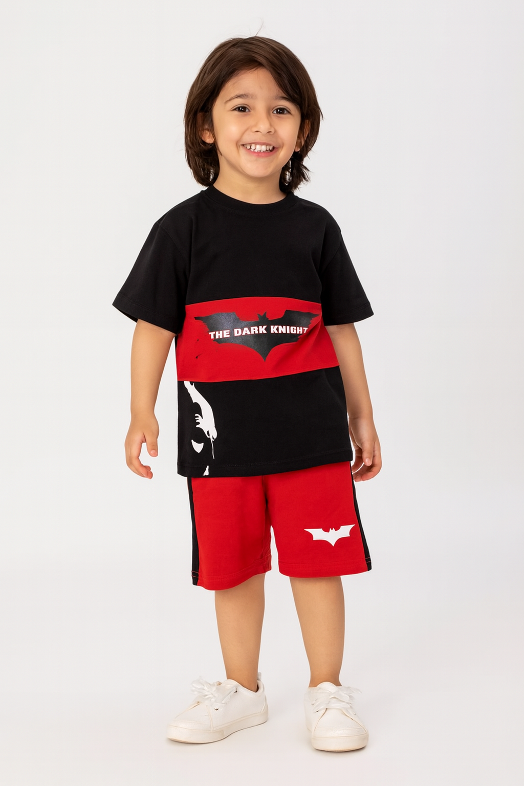 The Dark Knight Summer Set for Kids – Black & Red T-Shirt with Shorts