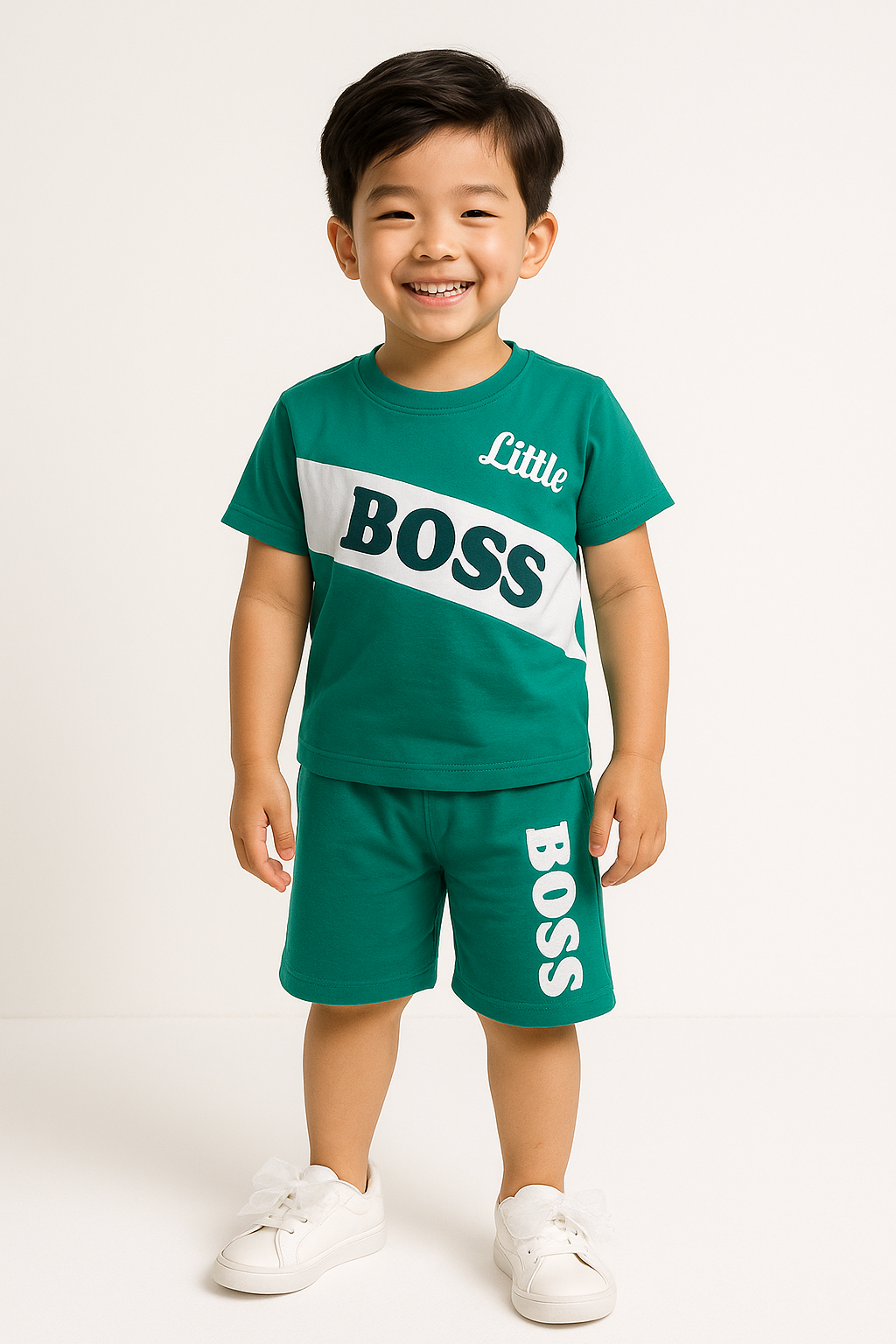 Little Boss Kids Summer T-Shirt & Shorts Set – Bold in Burnt Green