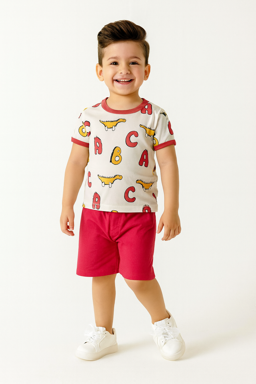 ABC Dino Print Kids Summer Set – Learn & Play in Style