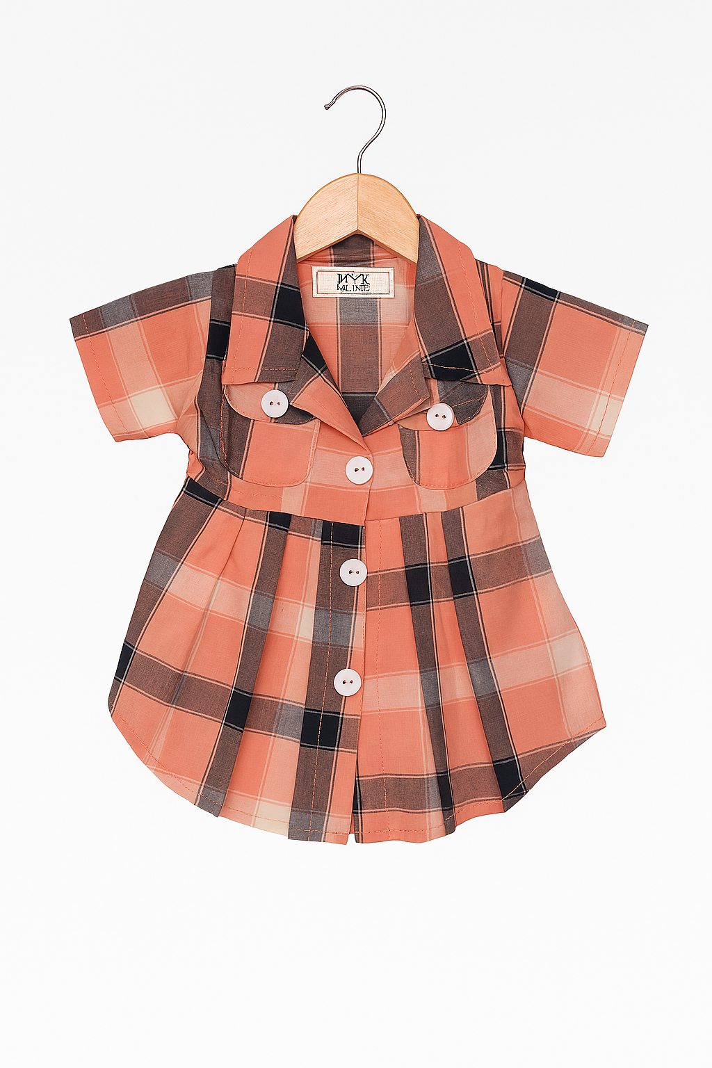 Girls' Pink & Black Checkered Cotton Summer Set